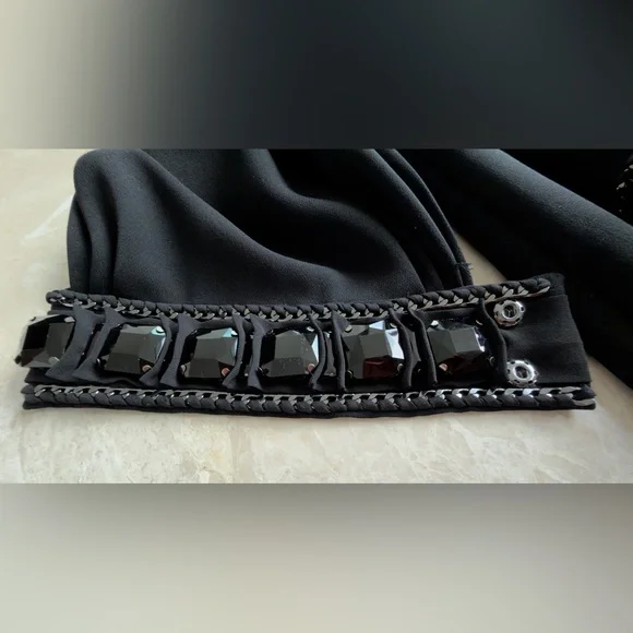 Vintage Elie Tahari Black Long Sleeve Dress with Embellished Cuffs Size 4 - Picture 15 of 17